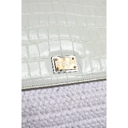 White Rafia Leather Top Handle Crossbody Bag