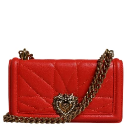 Red Quilted Devotion Crossbody Chain Phone Cover Bag