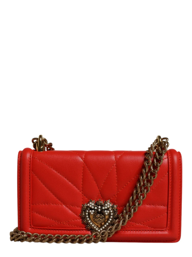 Red Quilted Devotion Crossbody Chain Phone Cover Bag