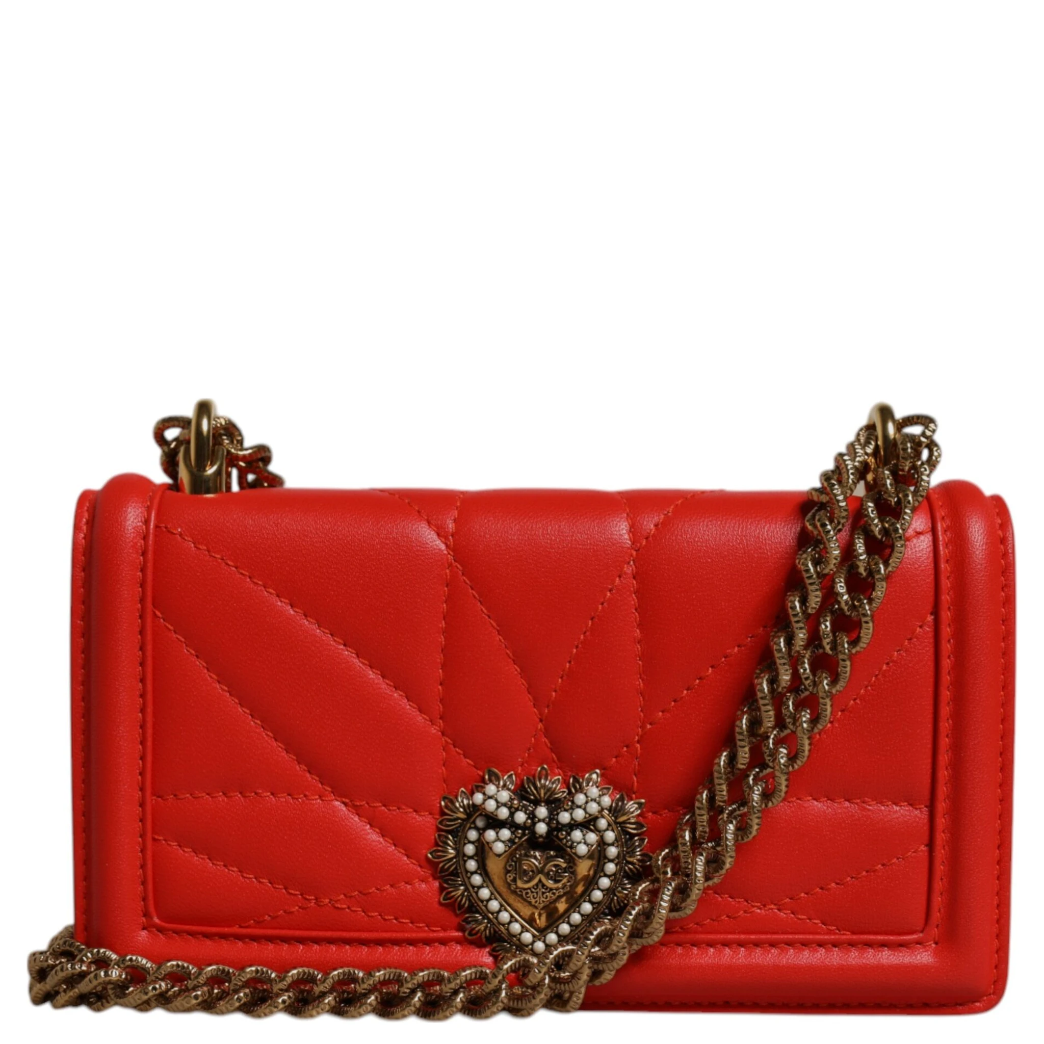 Red Quilted Devotion Crossbody Chain Phone Cover Bag