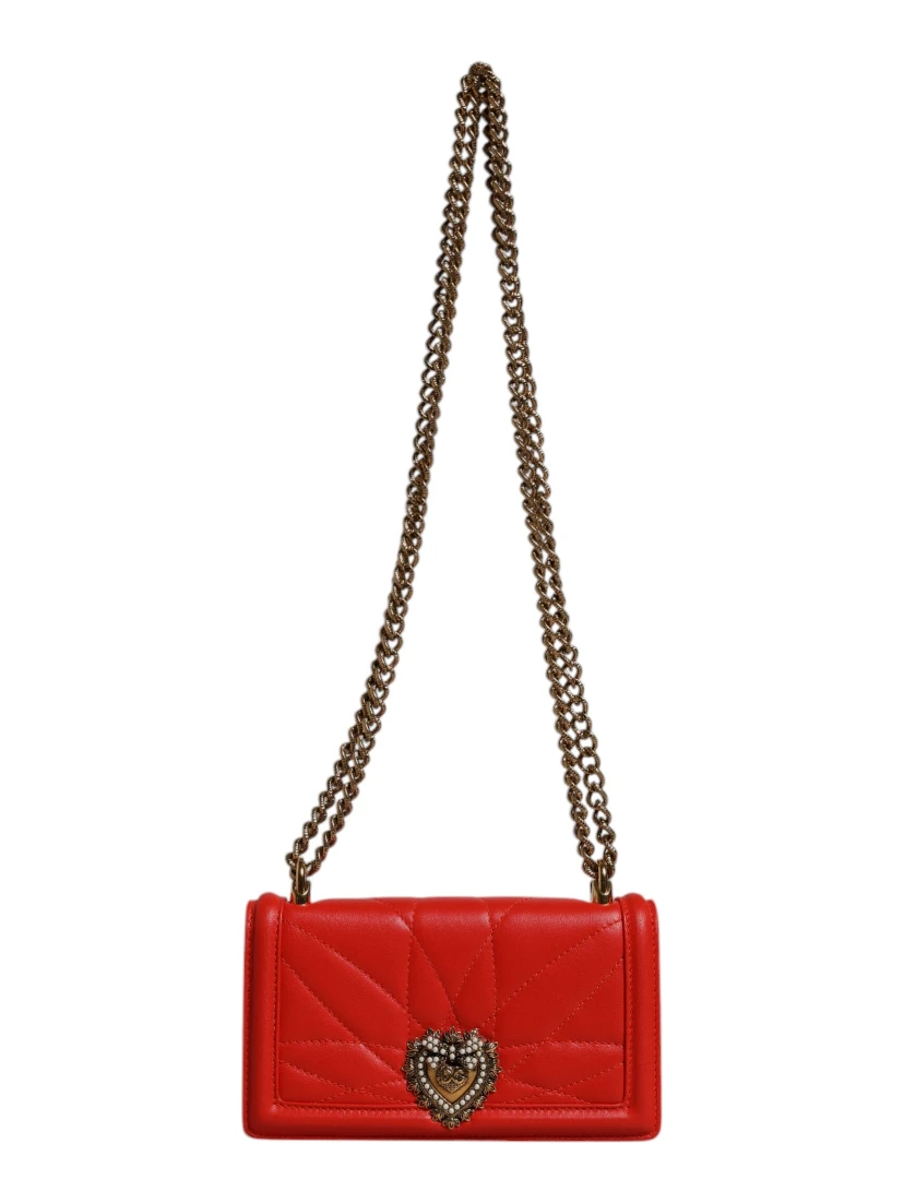Red Quilted Devotion Crossbody Chain Phone Cover Bag