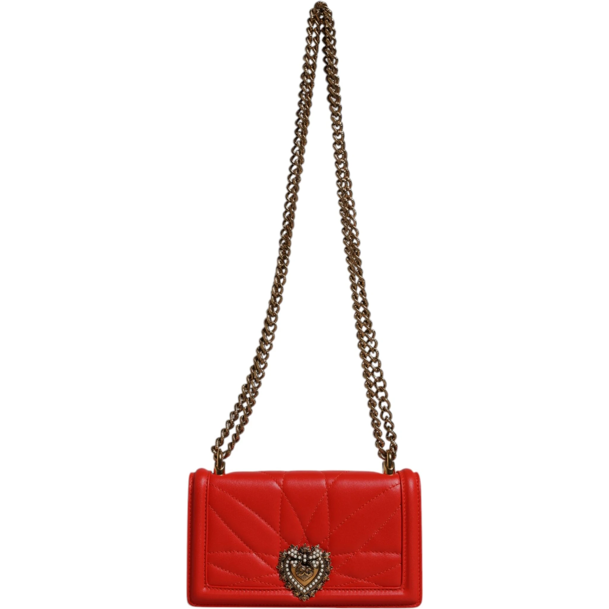 Red Quilted Devotion Crossbody Chain Phone Cover Bag