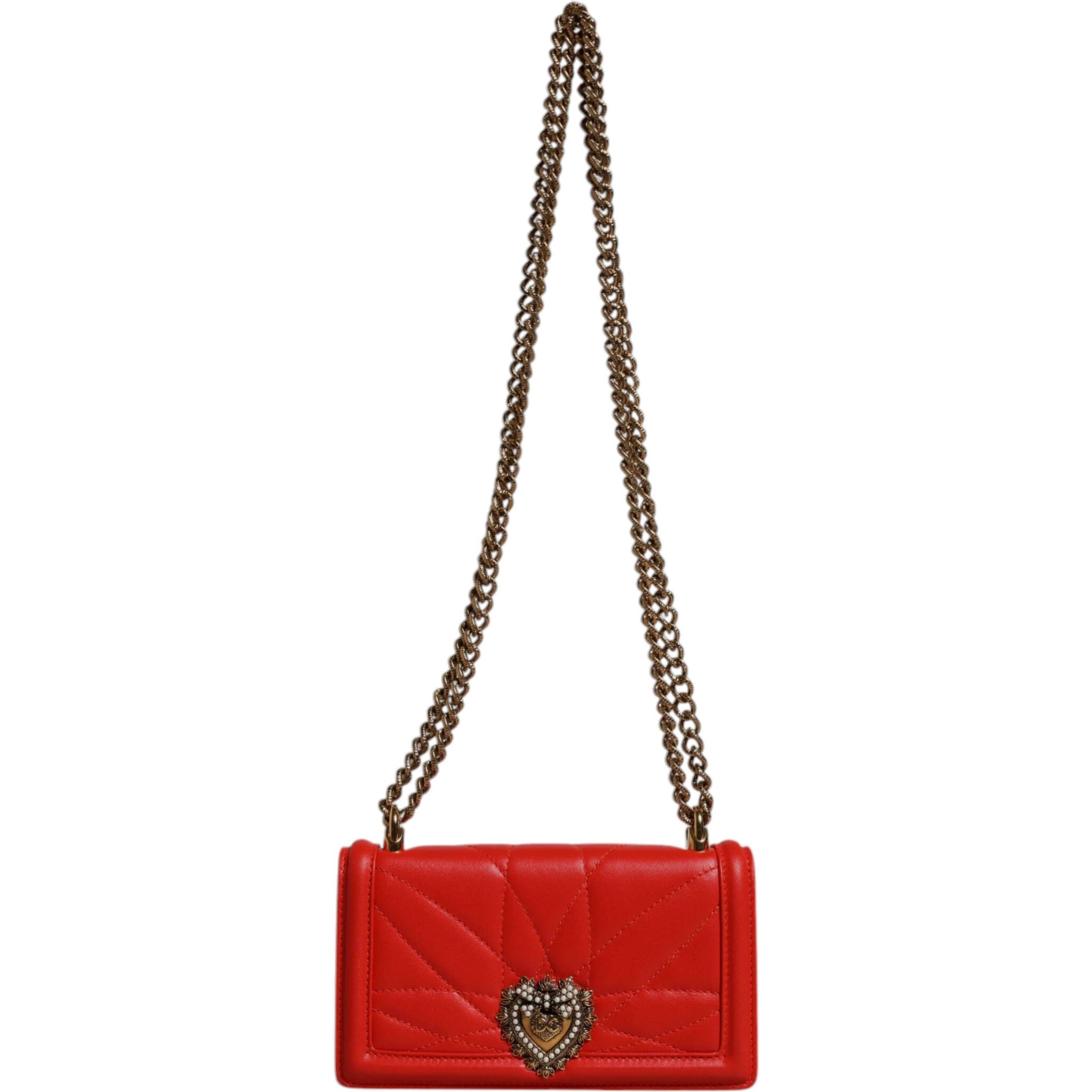 Red Quilted Devotion Crossbody Chain Phone Cover Bag