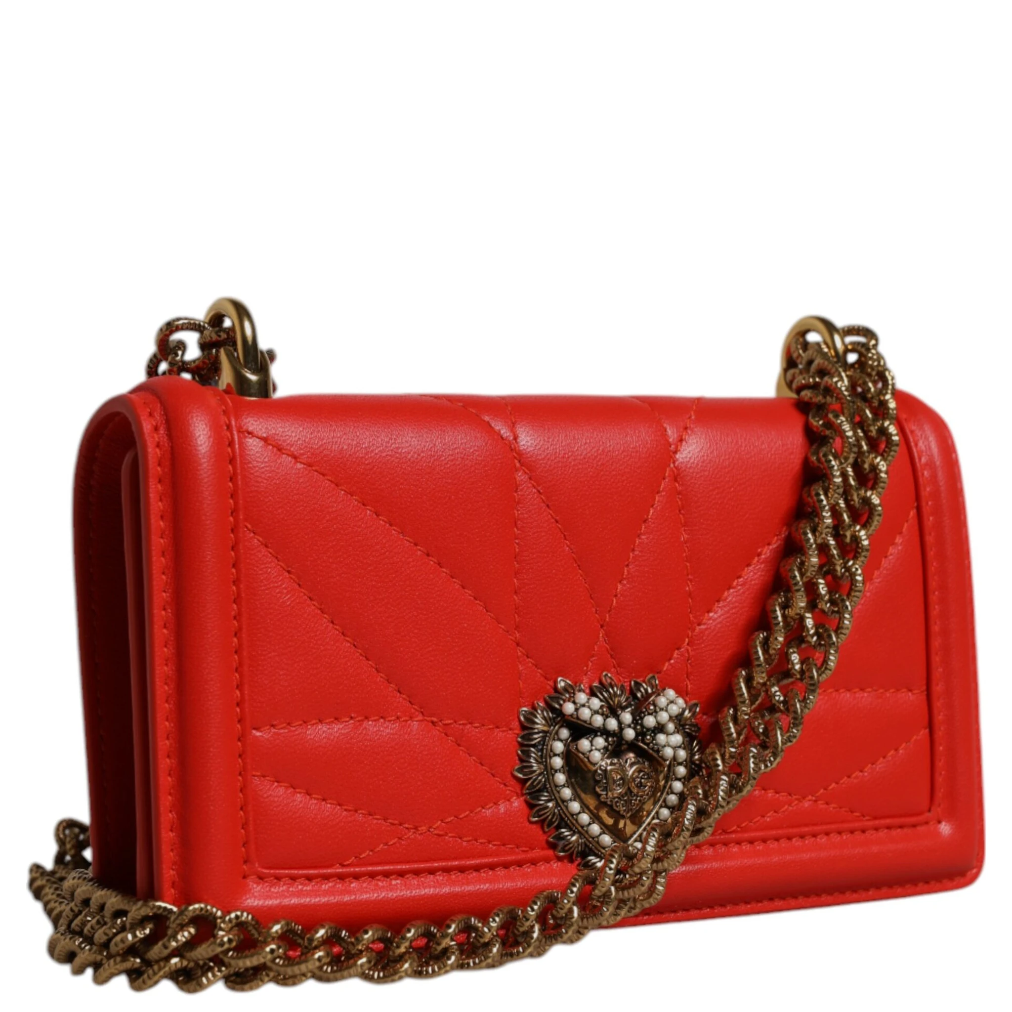 Red Quilted Devotion Crossbody Chain Phone Cover Bag