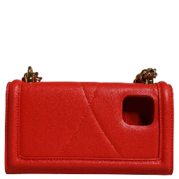 Red Quilted Devotion Crossbody Chain Phone Cover Bag