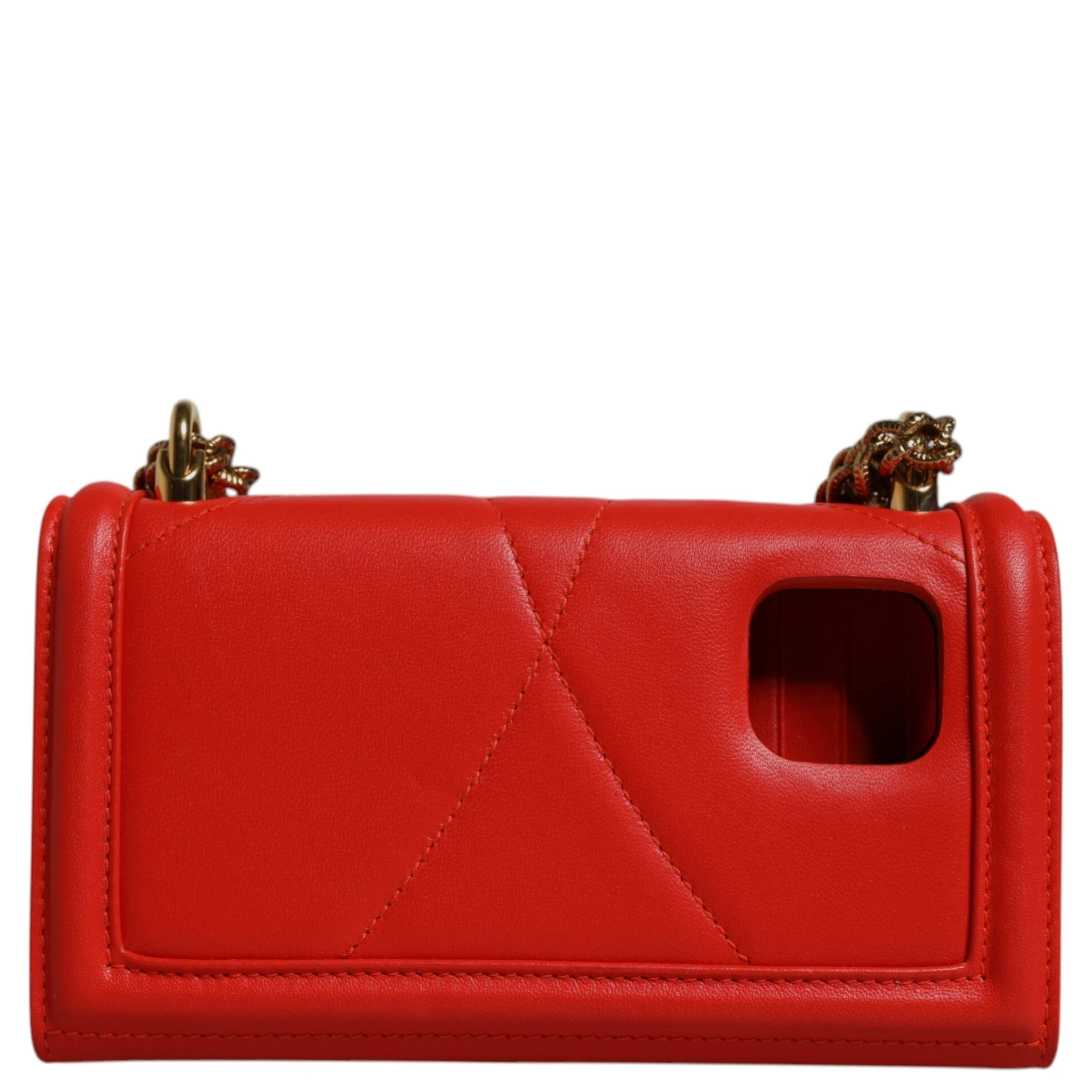 Red Quilted Devotion Crossbody Chain Phone Cover Bag