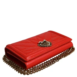 Red Quilted Devotion Crossbody Chain Phone Cover Bag