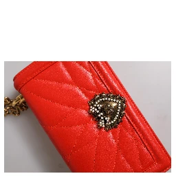Red Quilted Devotion Crossbody Chain Phone Cover Bag