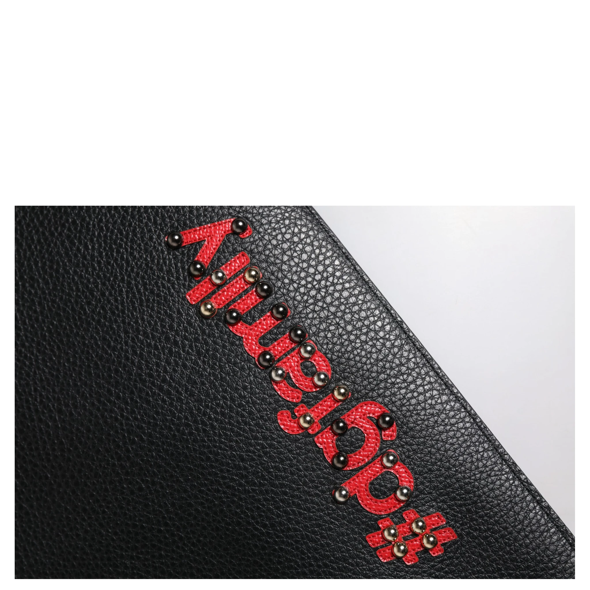 Black #DGFamily Embellished Leather Clutch Bag