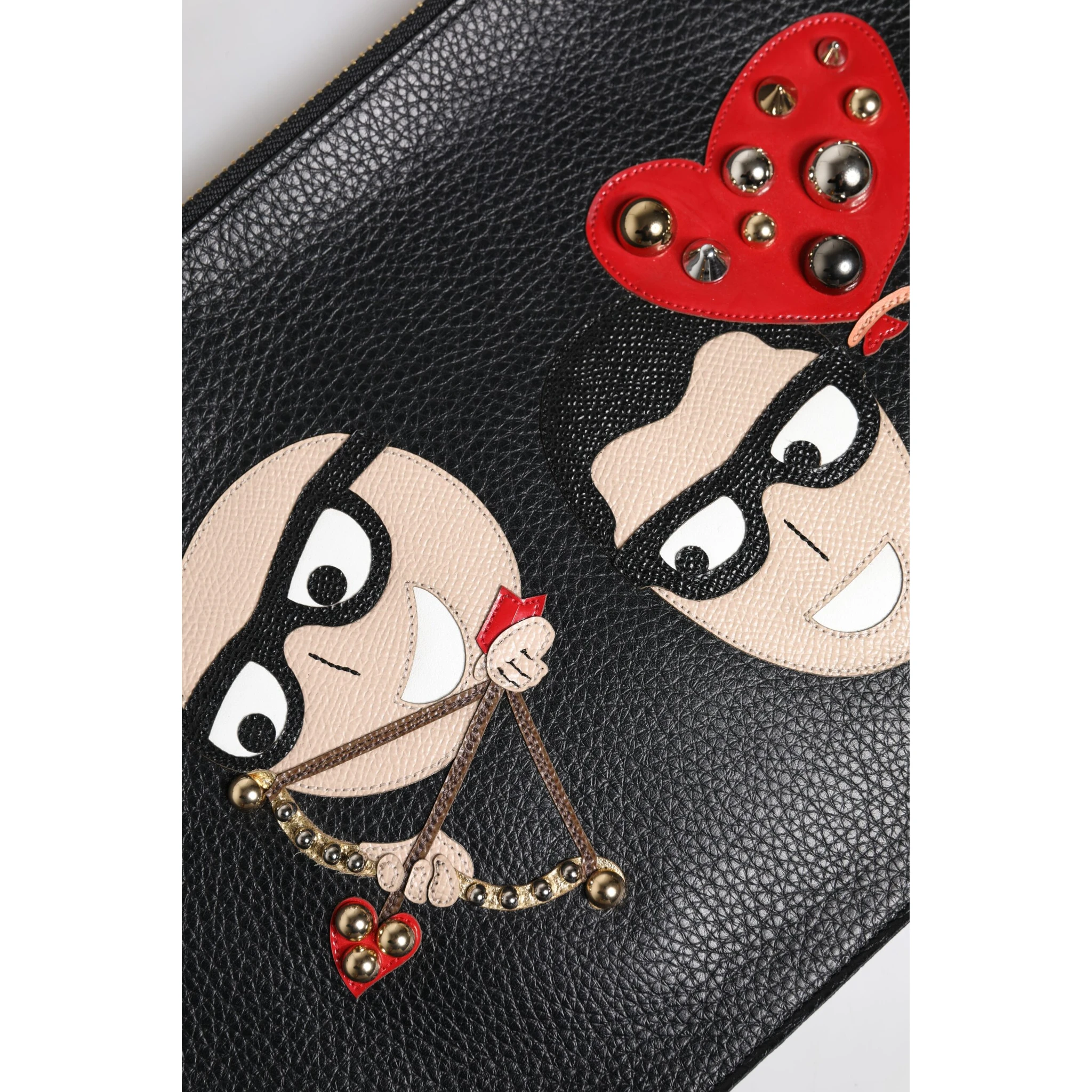 Black #DGFamily Embellished Leather Clutch Bag