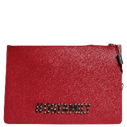 Red #DGFamily Embellished Leather Clutch Bag