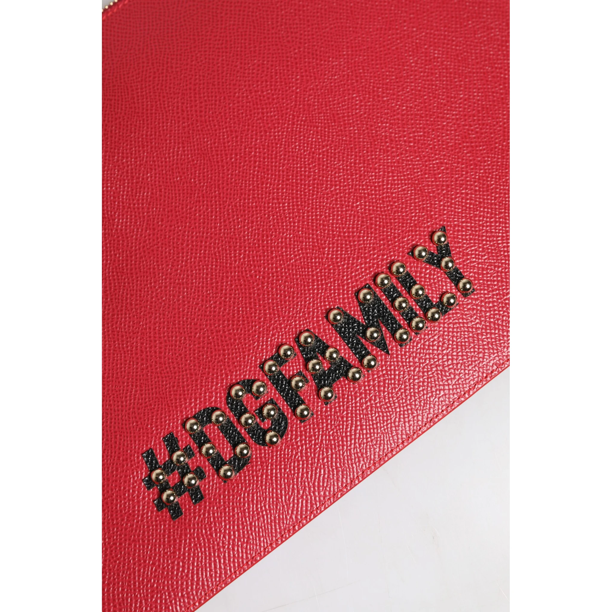 Red #DGFamily Embellished Leather Clutch Bag