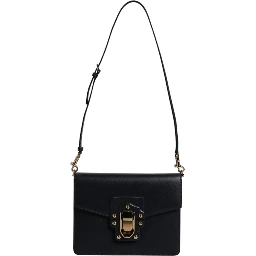 Black Calfskin Leather Shoulder Strap Bag