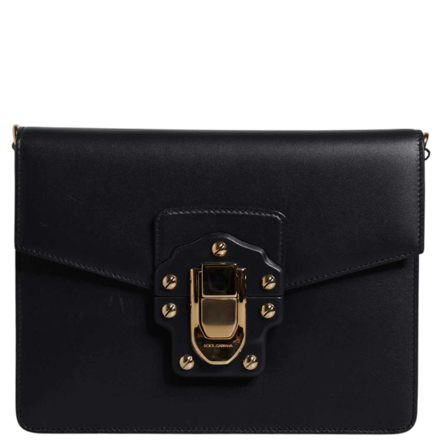 Black Calfskin Leather Shoulder Strap Bag