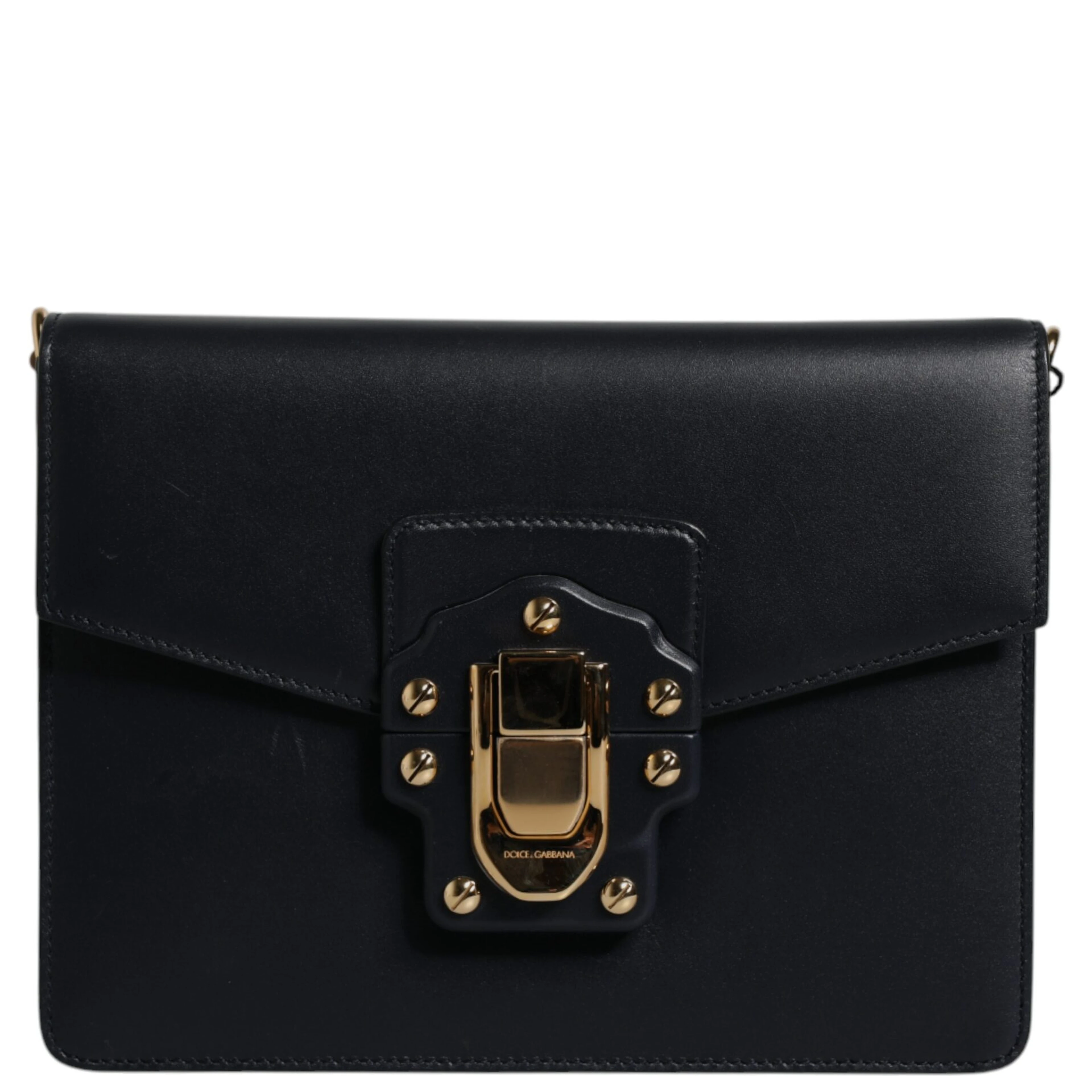 Black Calfskin Leather Shoulder Strap Bag