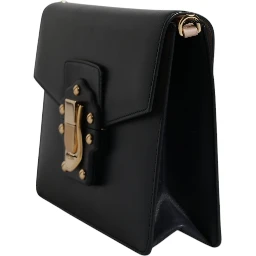 Black Calfskin Leather Shoulder Strap Bag