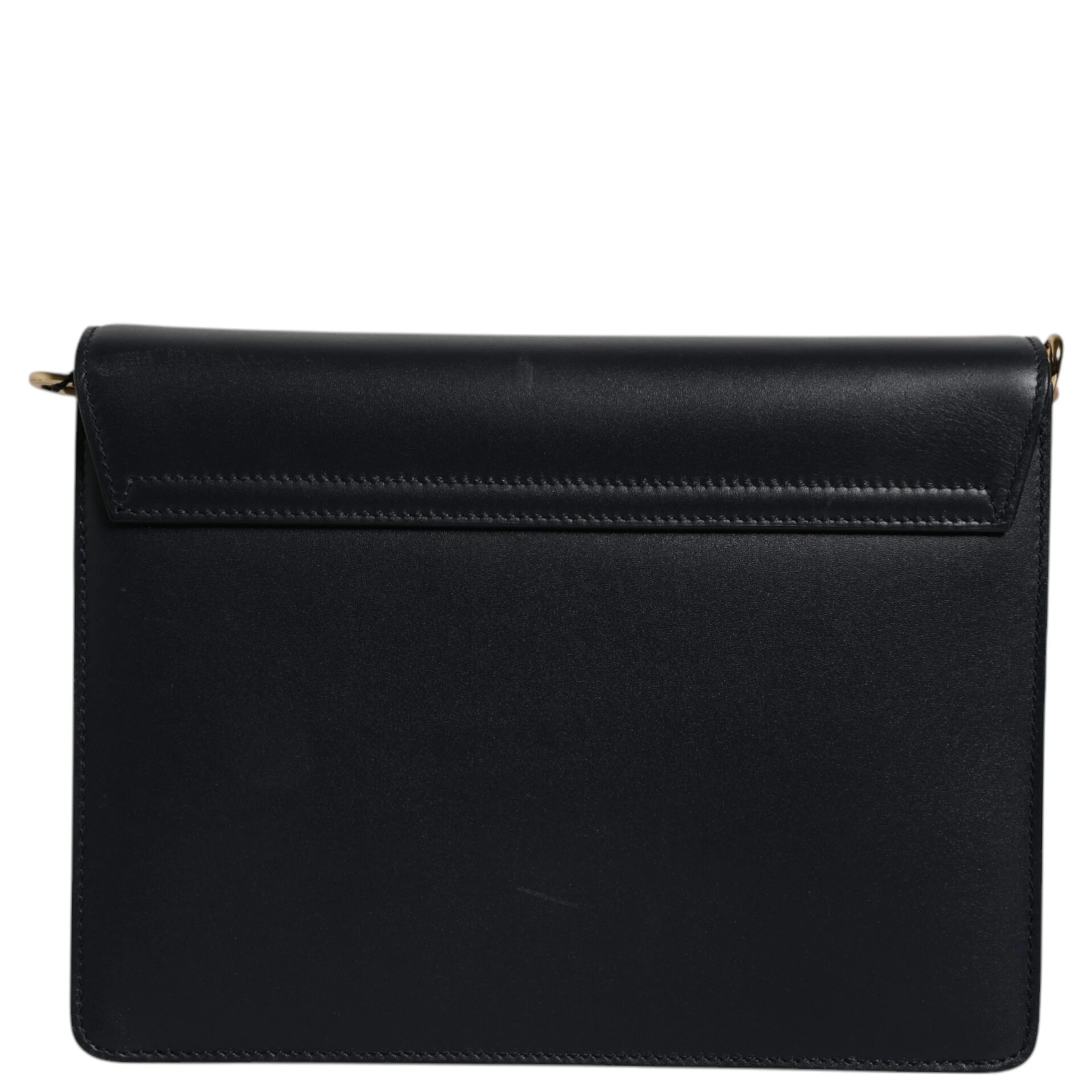 Black Calfskin Leather Shoulder Strap Bag
