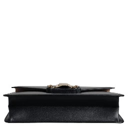 Black Calfskin Leather Shoulder Strap Bag