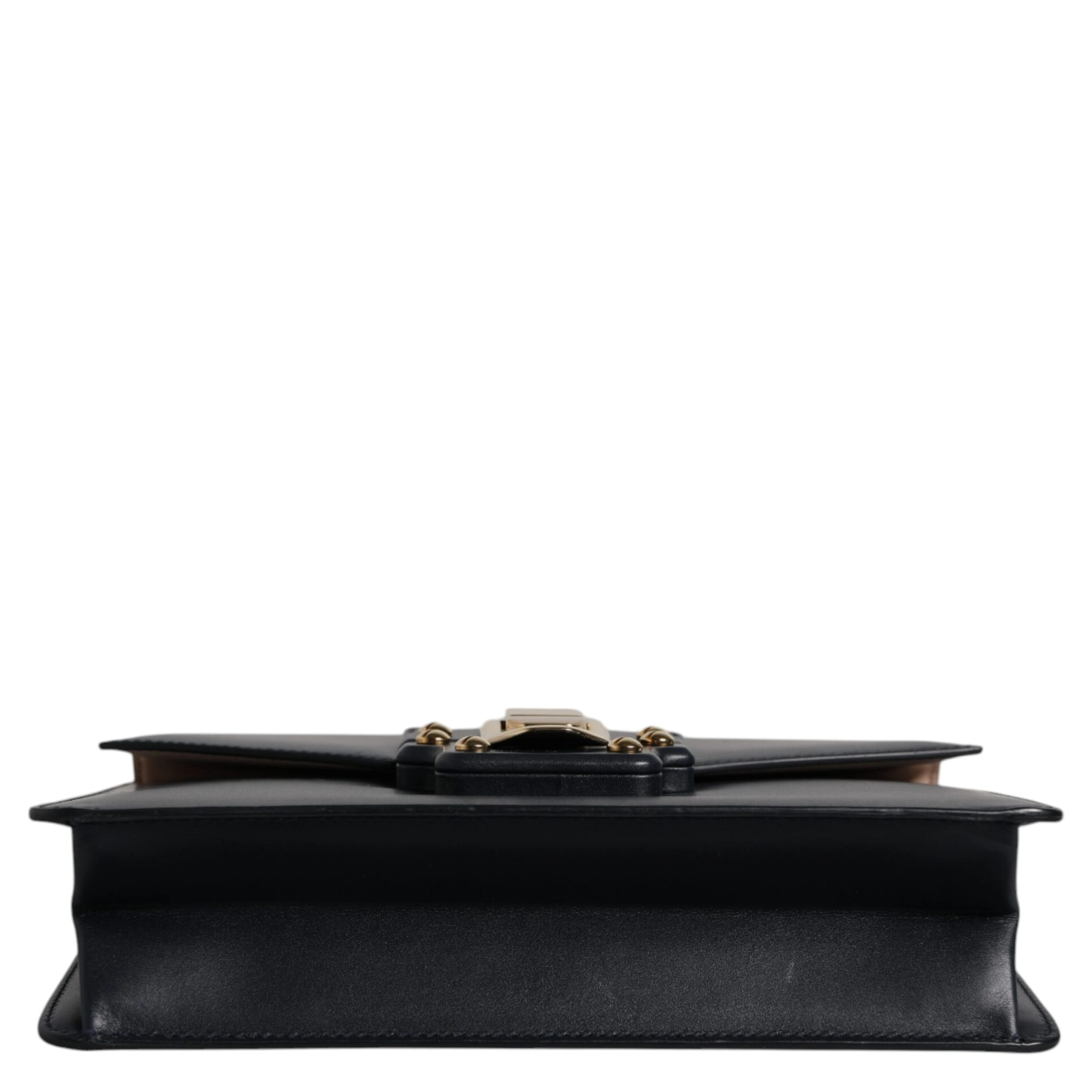 Black Calfskin Leather Shoulder Strap Bag