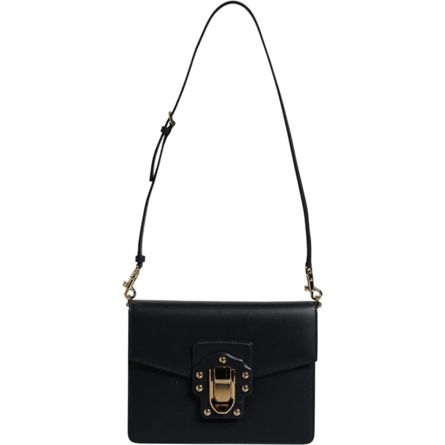Black Calfskin Leather Shoulder Strap Bag