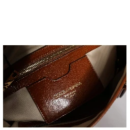 Brown Leopard Leather Shoulder Strap Tote Bag