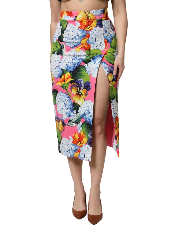 Multicolor Floral High Waist Midi Skirt alternative