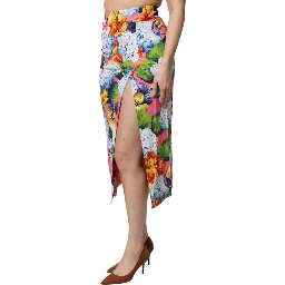 Multicolor Floral High Waist Midi Skirt