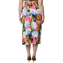 Multicolor Floral High Waist Midi Skirt
