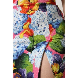 Multicolor Floral High Waist Midi Skirt