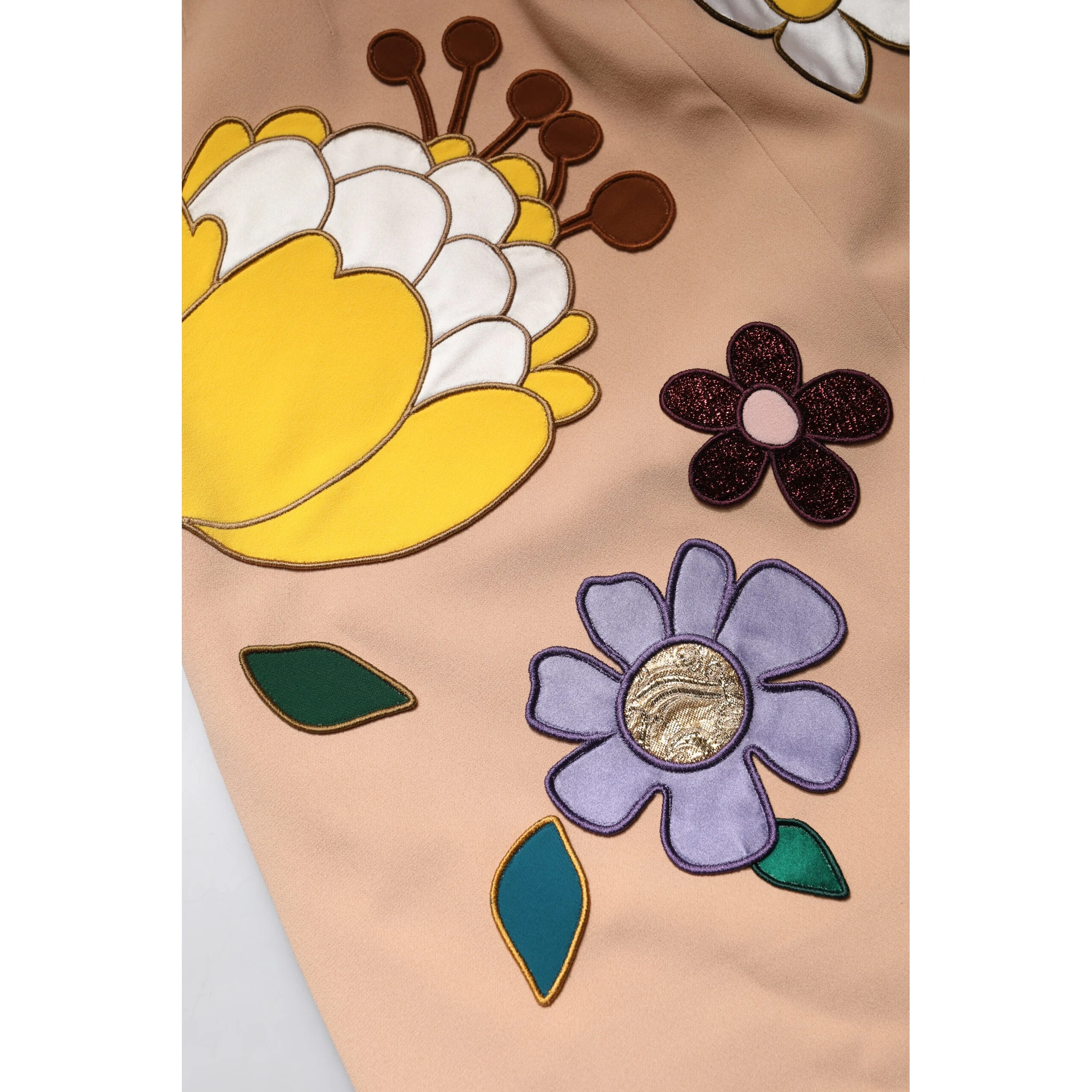 Beige Floral High Waist Pencil Cut Skirt