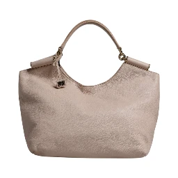 Light Pink Deer Leather Logo Plaque Tote Top Handle Bag