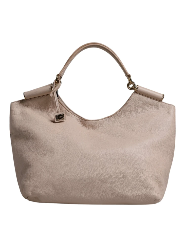 Light Pink Deer Leather Logo Plaque Tote Top Handle Bag alternative