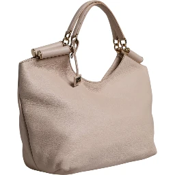 Light Pink Deer Leather Logo Plaque Tote Top Handle Bag