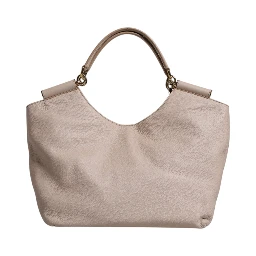 Light Pink Deer Leather Logo Plaque Tote Top Handle Bag