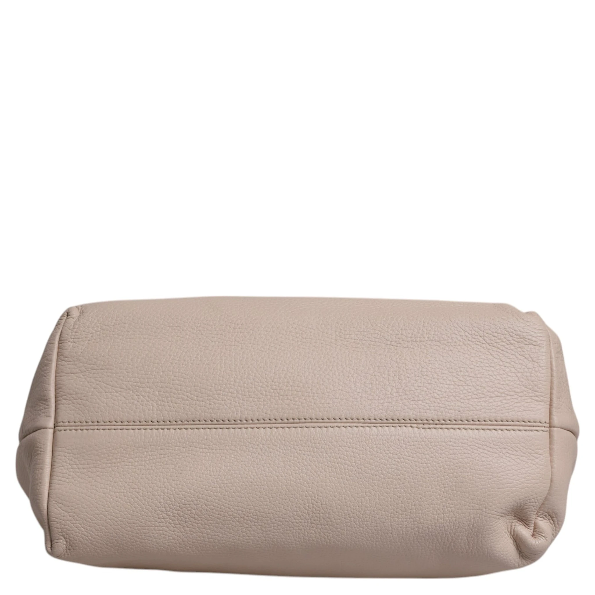 Light Pink Deer Leather Logo Plaque Tote Top Handle Bag