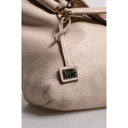 Light Pink Deer Leather Logo Plaque Tote Top Handle Bag