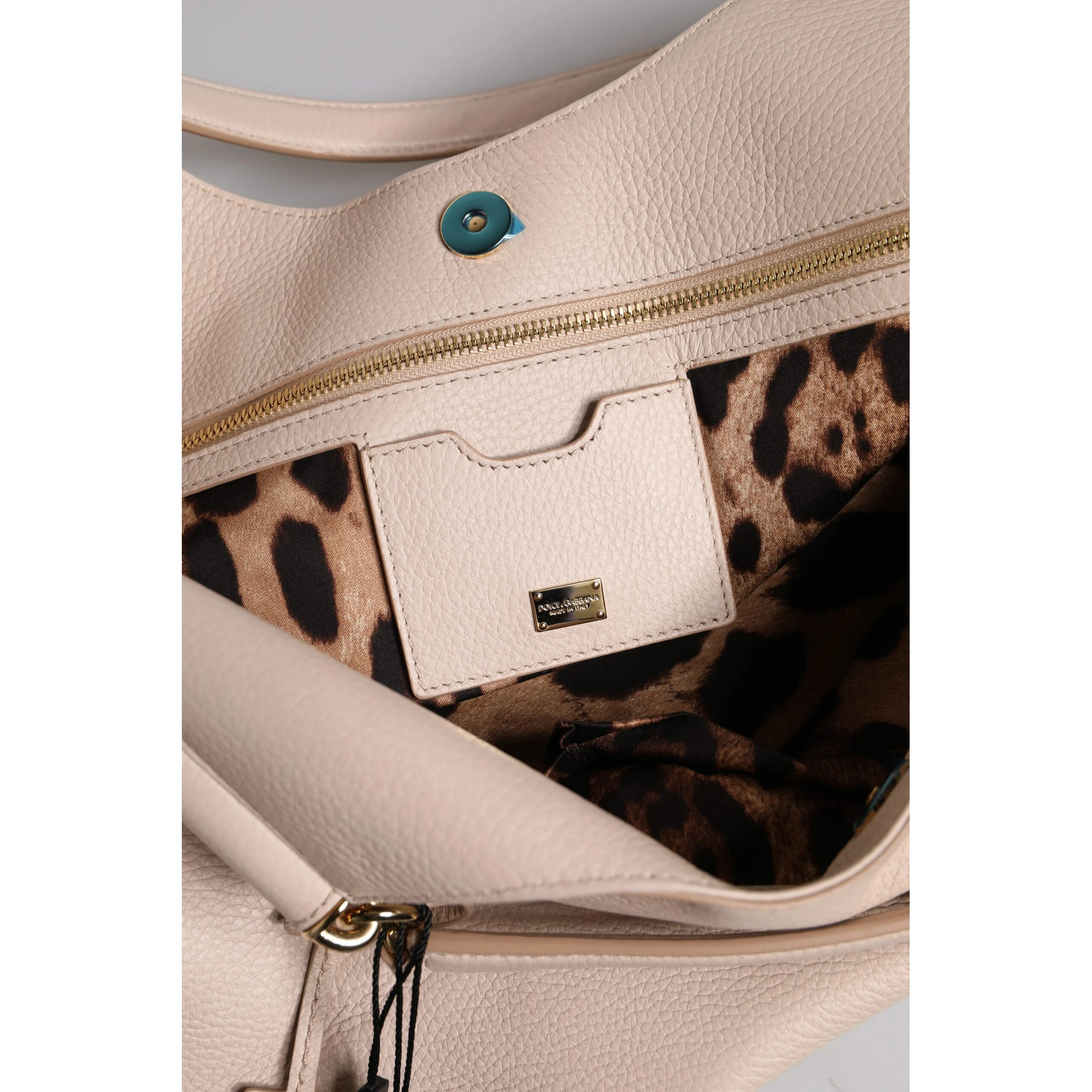 Light Pink Deer Leather Logo Plaque Tote Top Handle Bag