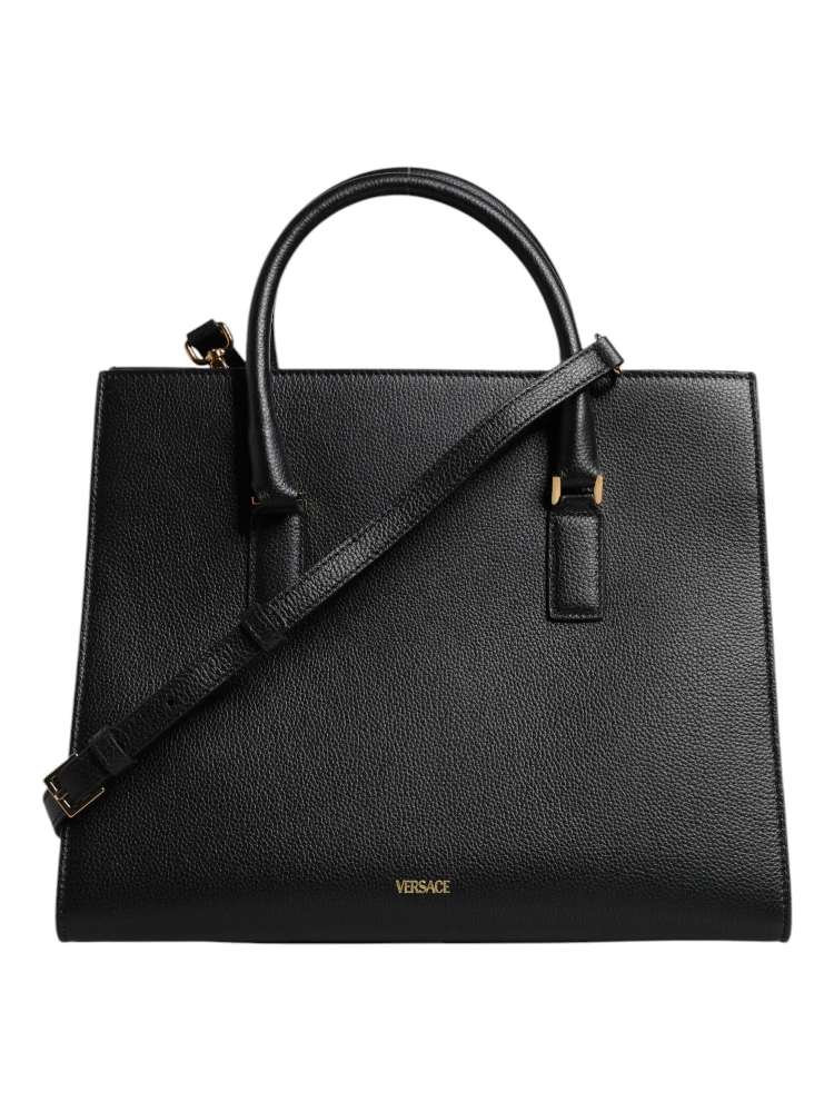 Black Large Leather Top Handle Shoulder Crossbody Bag