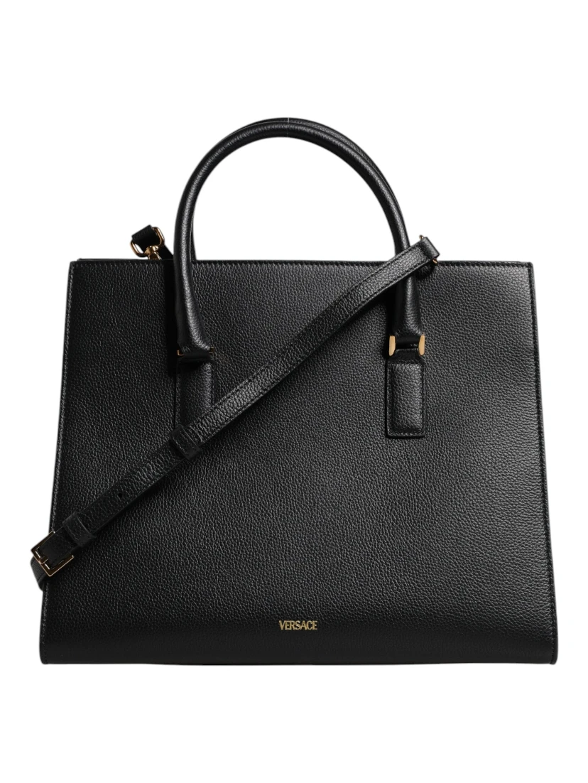 Black Large Leather Top Handle Shoulder Crossbody Bag