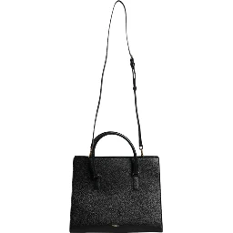 Black Large Leather Top Handle Shoulder Crossbody Bag