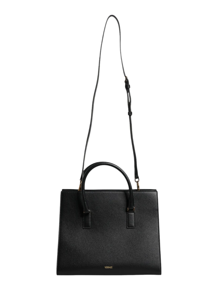 Black Large Leather Top Handle Shoulder Crossbody Bag
