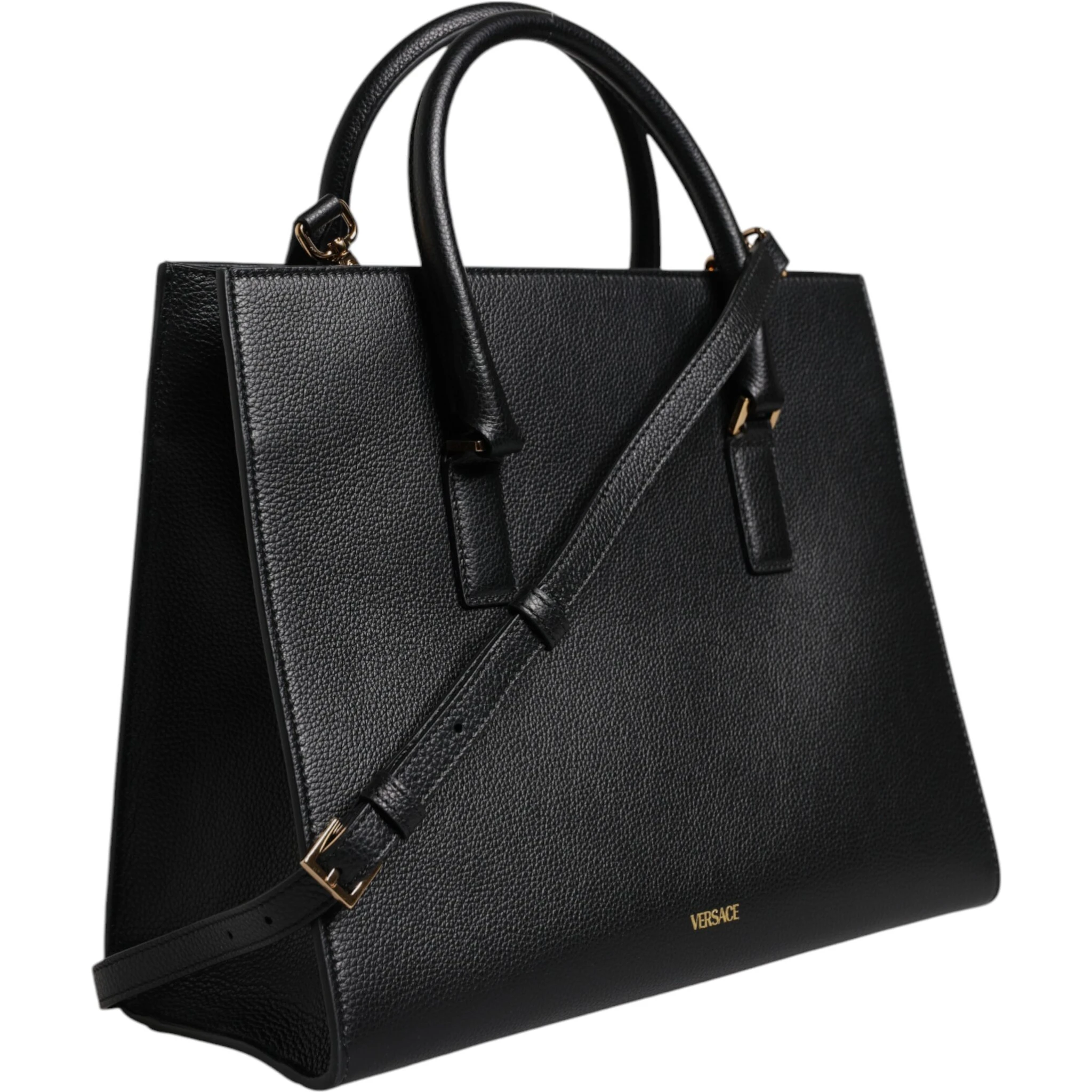 Black Large Leather Top Handle Shoulder Crossbody Bag