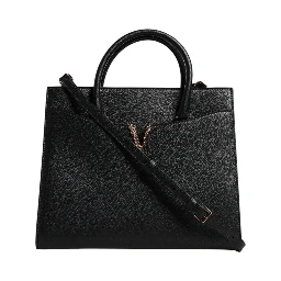 Black Large Leather Top Handle Shoulder Crossbody Bag