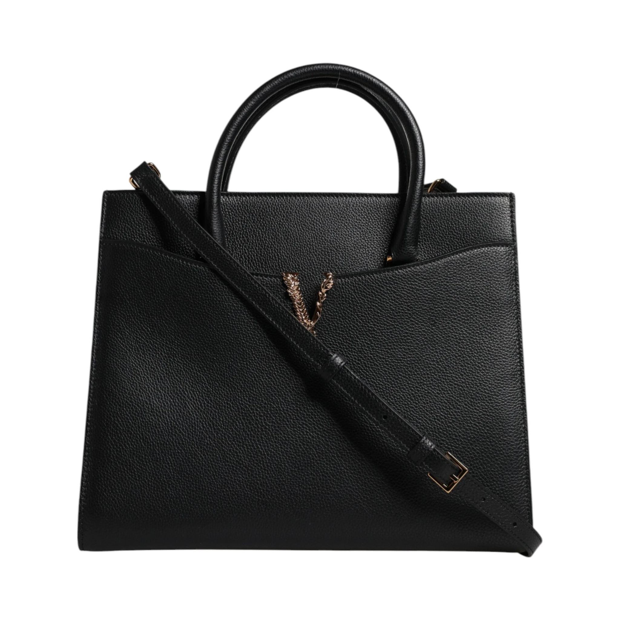 Black Large Leather Top Handle Shoulder Crossbody Bag