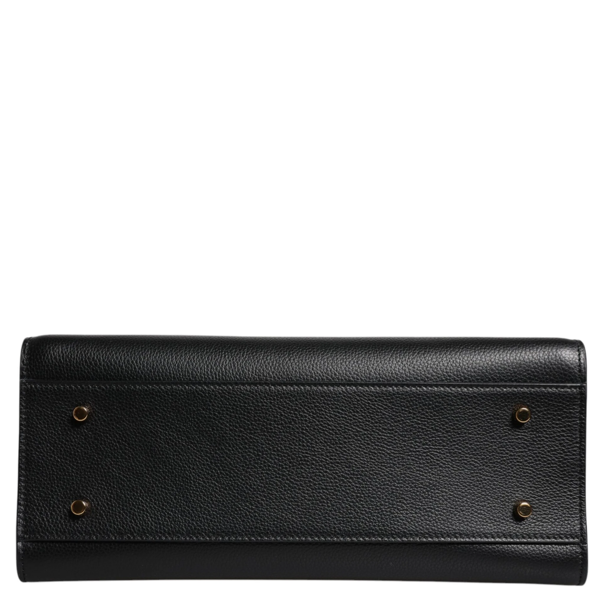 Black Large Leather Top Handle Shoulder Crossbody Bag