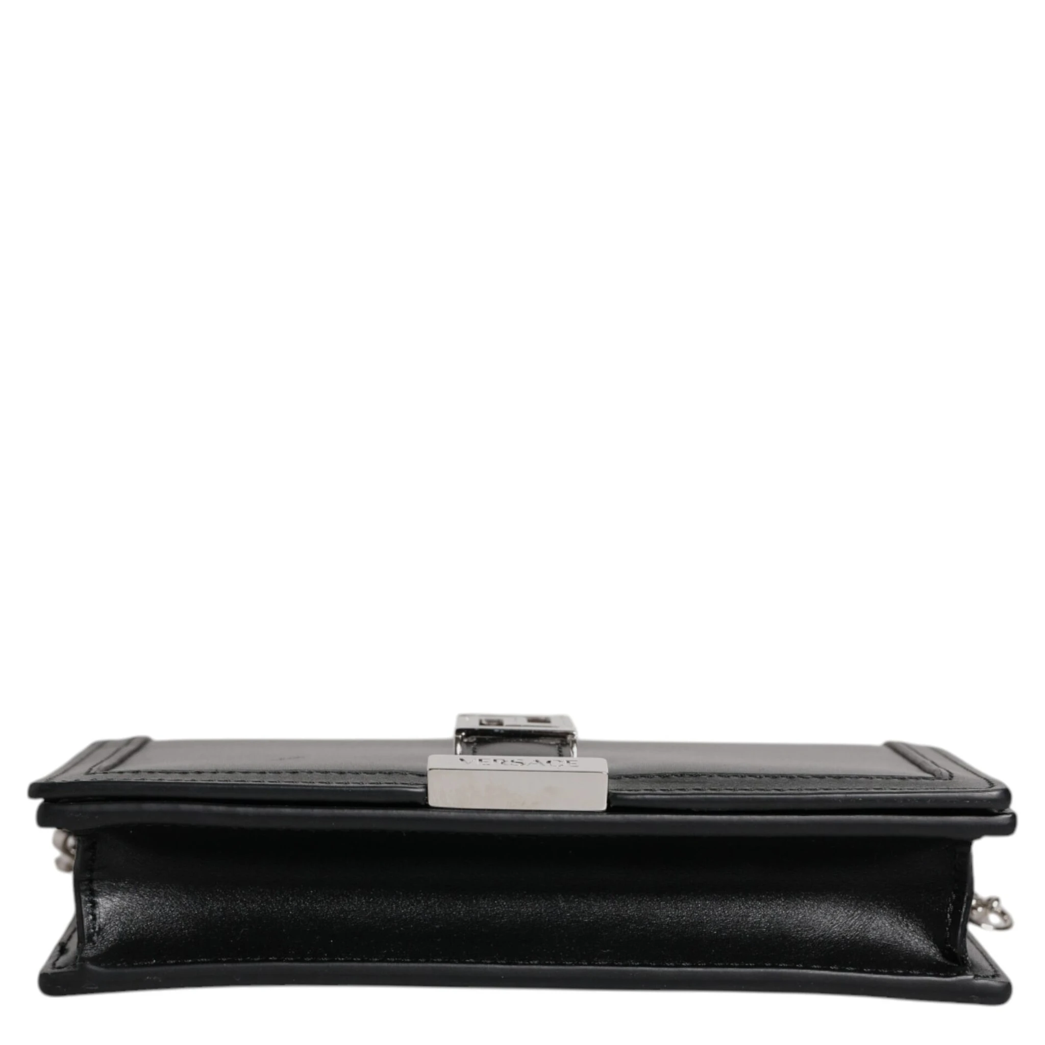 Black Calfskin Leather Chain Strap Shoulder Crossbody Bag