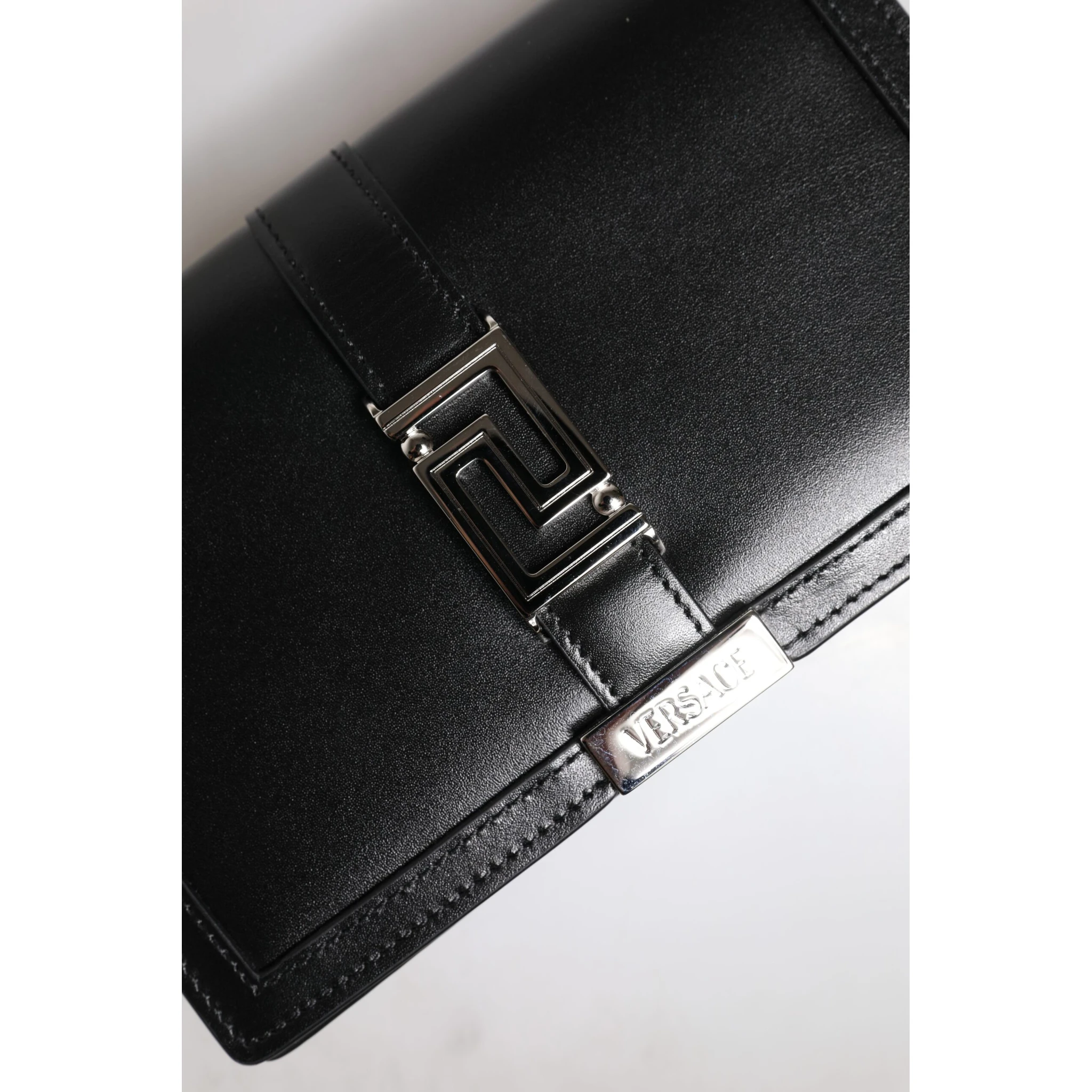Black Calfskin Leather Chain Strap Shoulder Crossbody Bag