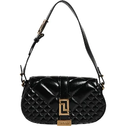Black Calf Leather Quilted Shoulder Strap Bag