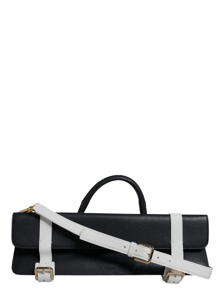 Blue White Calfskin Leather Crossbody Shoulder Bag