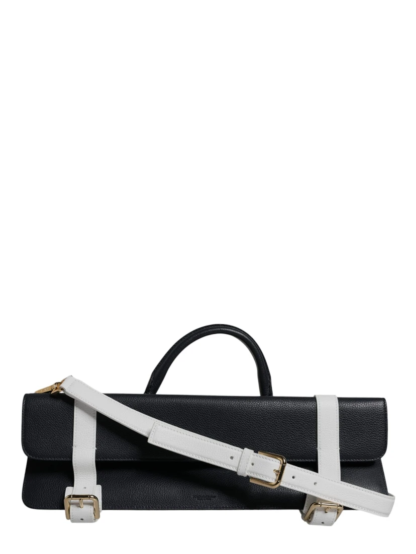 Blue White Calfskin Leather Crossbody Shoulder Bag